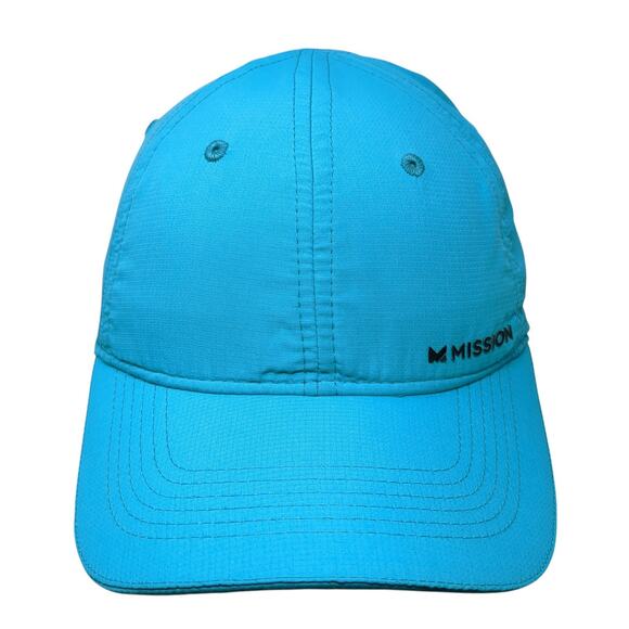 Mission Strapback Baseball Cap Blue One Size Adjustable Vented Holes 6 Panel - Picture 1 of 9
